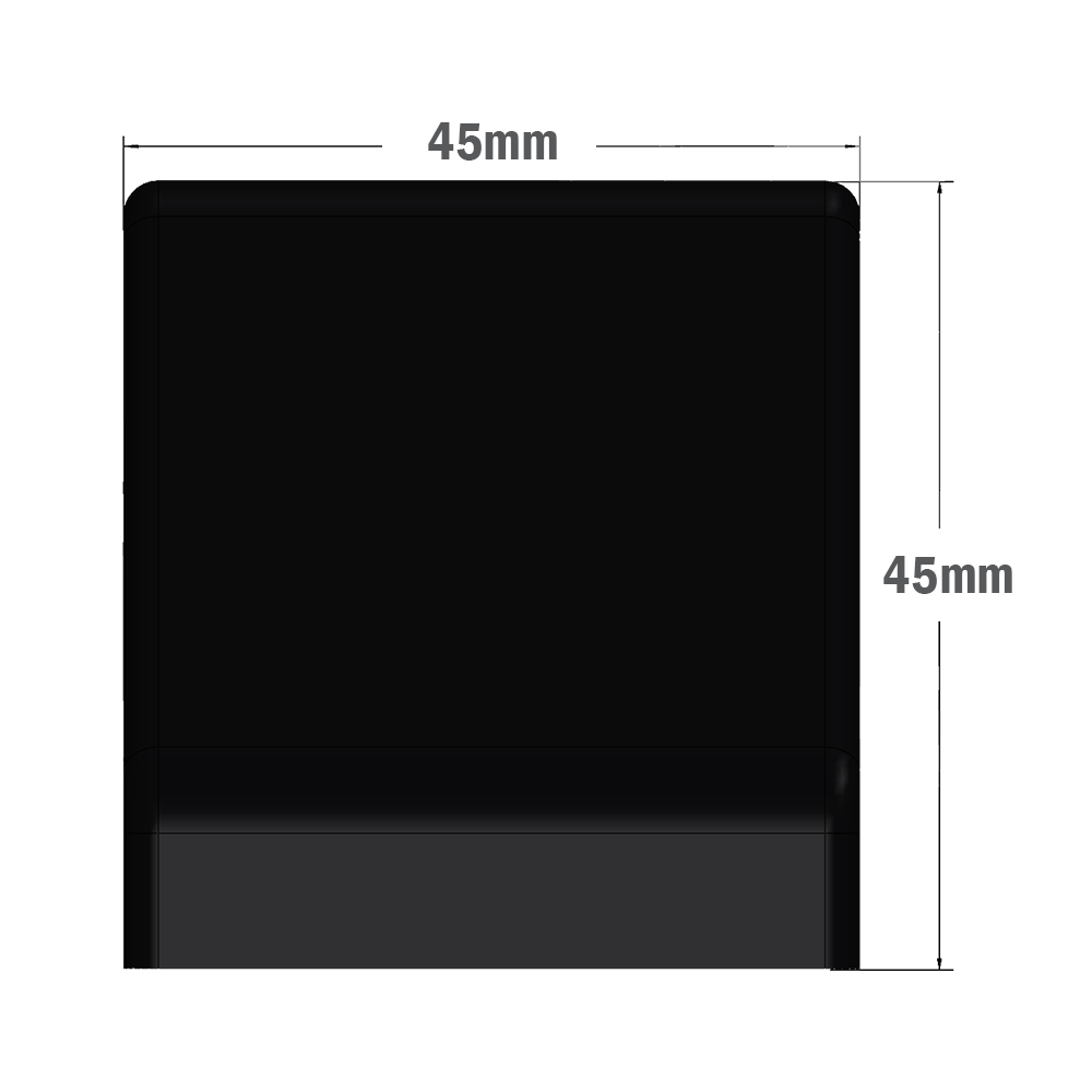 40-210-0 MODULAR SOLUTIONS ALUMINUM GUSSET<br>45MM X 45MM BLACK PLASTIC CAP COVER FOR 40-110-1, FOR A FINISHED APPEARANCE